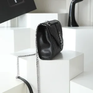Saint Laurent LouLou Shoulder Bag Medium Black Silver Hardware Exact Size Unknown 098