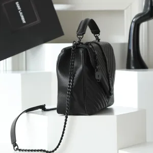 Saint Laurent LouLou Shoulder Bag Medium Black Silver Hardware Exact Size Unknown 225