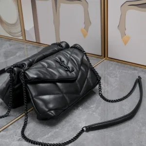 Saint Laurent LouLou Shoulder Bag Medium Gray Gold Hardware Exact Size Unknown 025