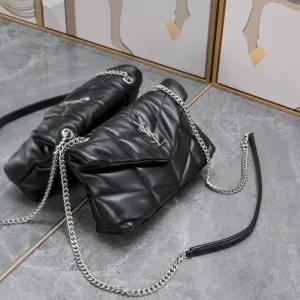 Saint Laurent LouLou Shoulder Bag Medium Gray Gold Hardware Exact Size Unknown 026