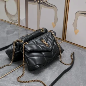 Saint Laurent LouLou Shoulder Bag Medium Gray Gold Hardware Exact Size Unknown 027