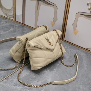 Saint Laurent LouLou Shoulder Bag Medium Gray Gold Hardware Exact Size Unknown 028