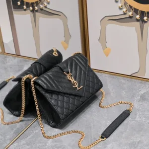Saint Laurent LouLou Shoulder Bag Medium Gray Gold Hardware Exact Size Unknown 049