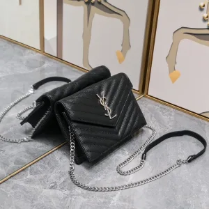 Saint Laurent LouLou Shoulder Bag Medium Gray Silver Hardware Exact Size Unknown 033