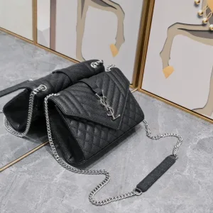 Saint Laurent LouLou Shoulder Bag Medium Gray Silver Hardware Exact Size Unknown 050