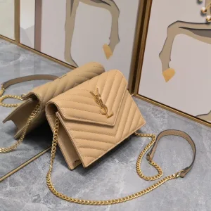 Saint Laurent LouLou Shoulder Bag Medium Tan Gold Hardware Exact Size Unknown 035