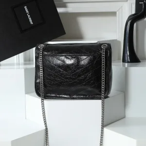 Saint Laurent Niki Messenger Bag Medium Black Silver Hardware Exact Size Unknown 256