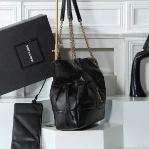 Saint Laurent Drawstring Shoulder Bag Medium Black Gold Hardware Exact Size Unknown 081