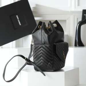 Saint Laurent Drawstring Shoulder Bag Medium Black Gold Hardware Exact Size Unknown 100