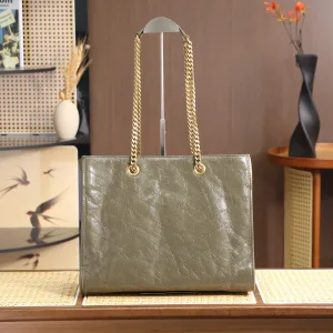 Saint Laurent Shopping Tote Bag Large Brown Gold Hardware Exact Size Unknown 242