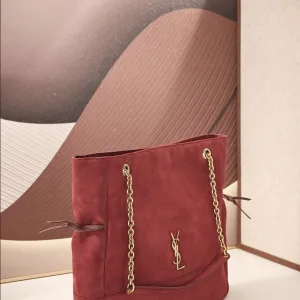 Saint Laurent Shopping Tote Bag Large Red Gold Hardware Exact Size Unknown 104