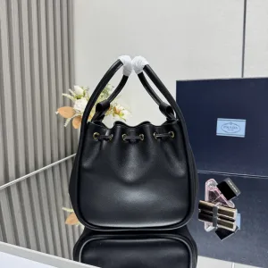 Prada Bucket Bag Medium Black Gold Hardware