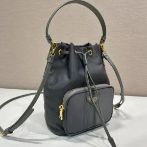 Prada Bucket Bag Small Gray Silver Hardware