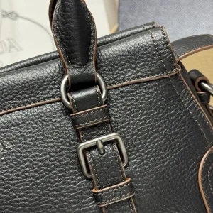 Prada Buckle Shoulder Bag Medium Black Silver Hardware