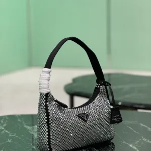 Prada Crystal Mini Bag Small Silver Gold Hardware
