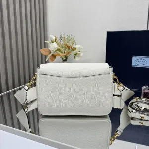 Prada Flap Crossbody Small White Gold Hardware