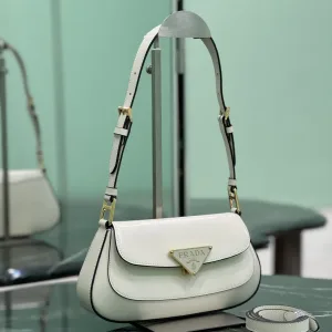 Prada Flap Shoulder Bag Small White Gold Hardware