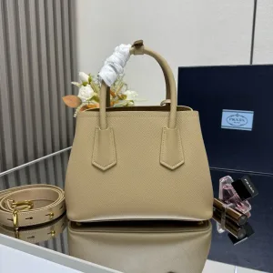 Prada Galleria Top Handle Medium Beige Gold Hardware