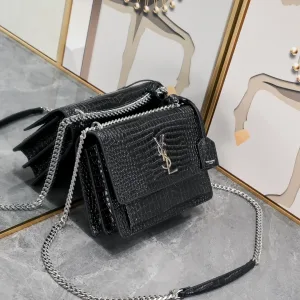Saint Laurent Kate Chain Bag Small Black Silver Hardware Exact Size Unknown 053