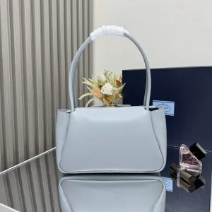 Prada Galleria Top Handle Small White Gold Hardware