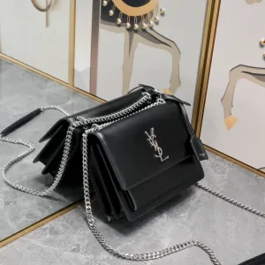 Saint Laurent Kate Chain Bag Small Black Silver Hardware Exact Size Unknown 057
