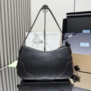 Prada Hobo Shoulder Bag Medium Black Silver Hardware