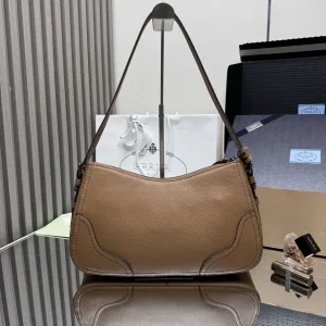 Prada Hobo Shoulder Bag Medium Caramel Gold Hardware