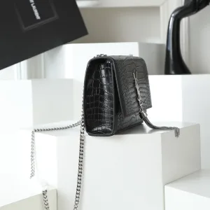 Saint Laurent Kate Chain Bag Small Black Silver Hardware Exact Size Unknown 114