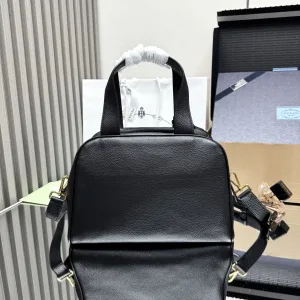 Prada Leather Backpack Medium Black Silver Hardware