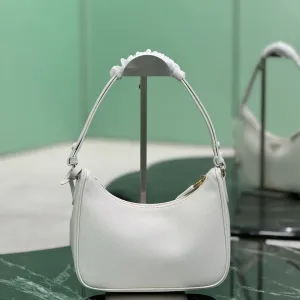 Prada Mini Hobo Small White Gold Hardware