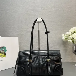 Prada Patent Leather Tote Medium Black Silver Hardware
