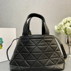 Prada Quilted Top Handle Medium Black Gold Hardware