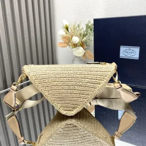 Prada Raffia Gift Set Medium Natural Gold Hardware