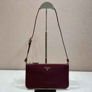 Prada ReEdition Shoulder Bag Small Burgundy Silver Hardware