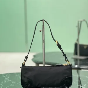 Prada ReNylon Shoulder Bag Small Black Silver Hardware