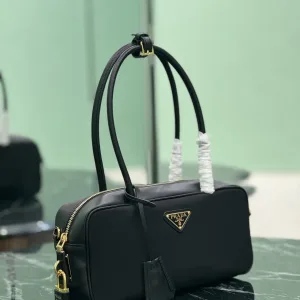 Prada Saffiano Boston Bag Small Black Gold Hardware Variant 3