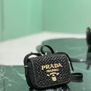 Prada Saffiano Camera Bag Small Black Gold Hardware