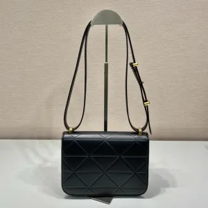 Prada Saffiano Chain Shoulder Bag Small Black Gold Hardware Variant 2