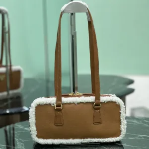 Prada Shearling Mini Bag Small Caramel Gold Hardware