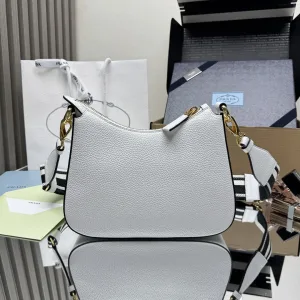 Prada Triangle Shoulder Bag Small White Gold Hardware