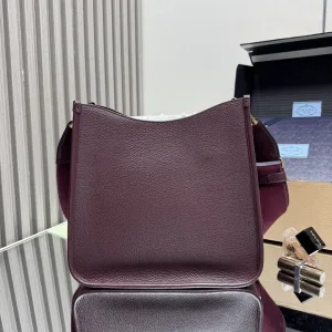 Prada Triangle Tote Medium Burgundy Silver Hardware