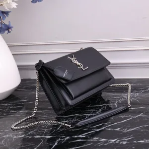 Saint Laurent Kate Chain Bag Small Black Silver Hardware Exact Size Unknown 222