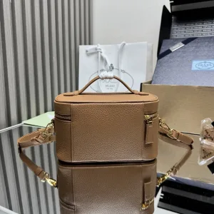 Prada Vanity Case Small Caramel Gold Hardware