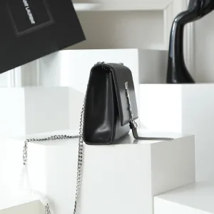 Saint Laurent Kate Chain Bag Small Black Silver Hardware Exact Size Unknown 253