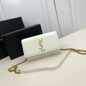 Saint Laurent Kate Chain Bag Small Gray Gold Hardware Exact Size Unknown 069