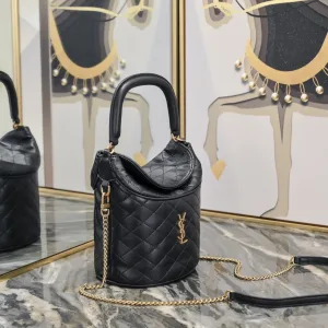 Saint Laurent Bucket Bag Medium Gray Gold Hardware Exact Size Unknown 031