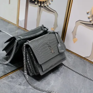 Saint Laurent Kate Chain Bag Small Gray Silver Hardware Exact Size Unknown 054