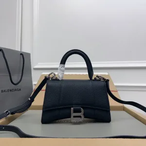Balenciaga Hourglass Top Handle Small Black Smooth 23cm