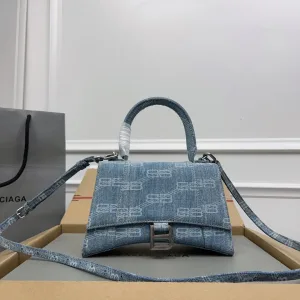 Balenciaga Hourglass Top Handle Small Blue Monogram 23cm