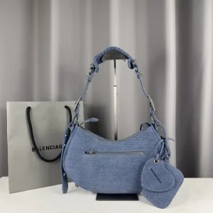 Balenciaga Le Cagole Shoulder Medium Blue Denim 30cm